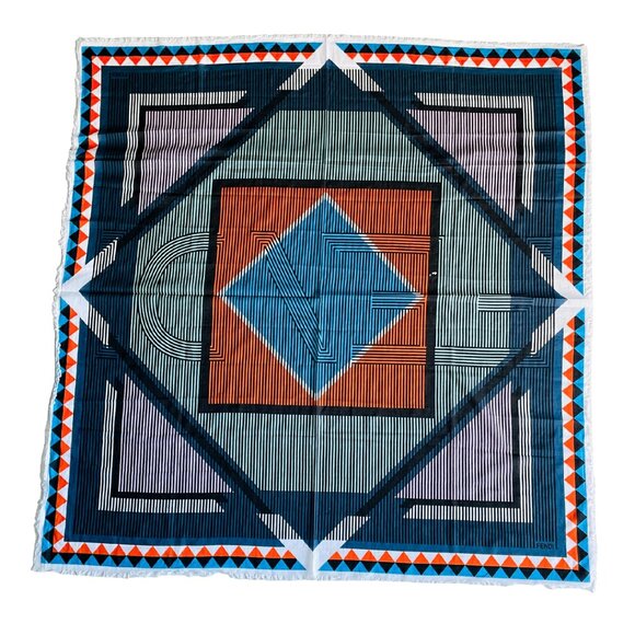 Fendi Cotton Geometric Scarf 41" x 40" - Picture 1 of 14